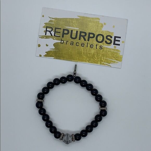 NWT Repurpose Bracelets Black & Silver Bracelet - Picture 2 of 3